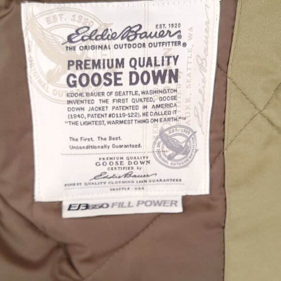 Eddie Bauer Goose Down Jacket Faux Fur Hood/Face 650 Fill Power Geddes Parka L - Picture 8 of 12